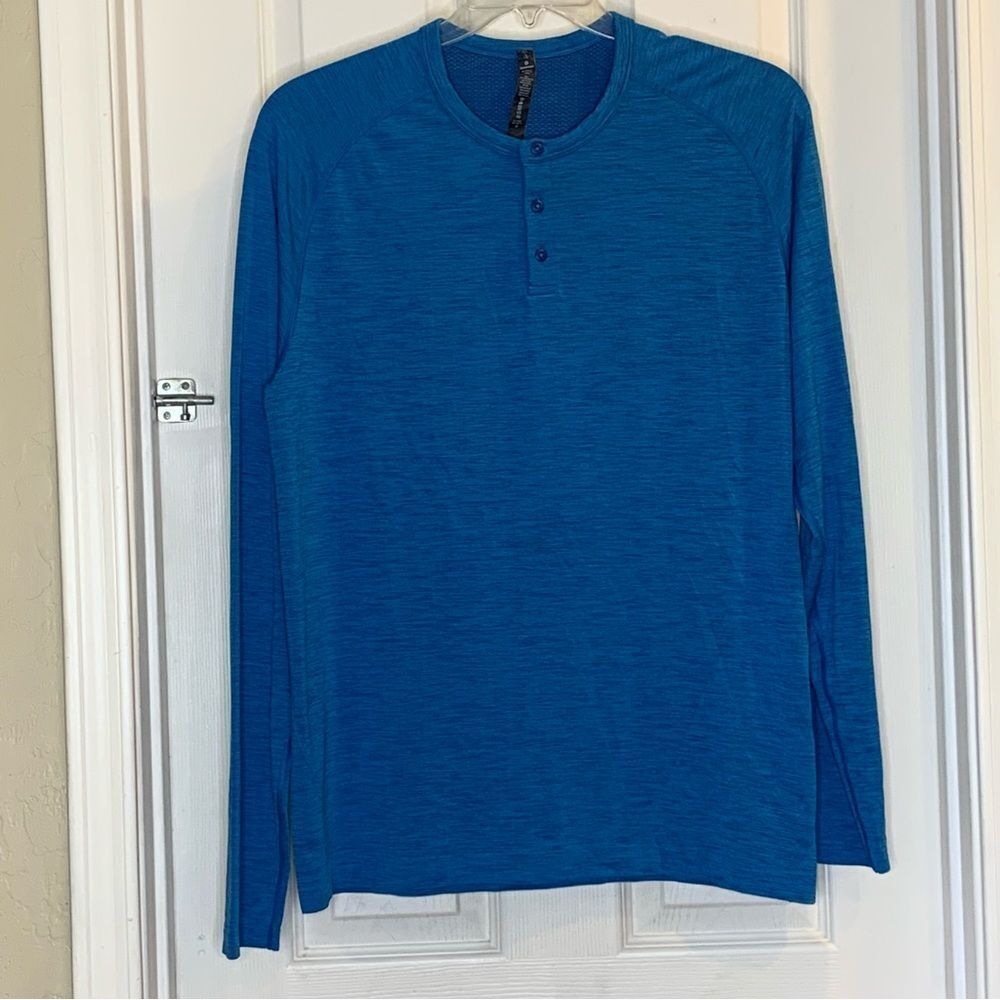 Lululemon Metal Vent Tech Long Sleeve Henley Dark Royal Baltic Blue Size XL